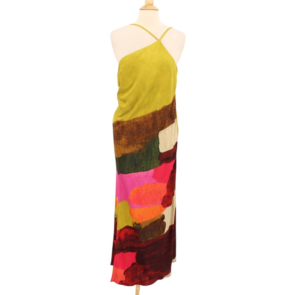 Anthropologie Multi-Color Abstract Print Maxi Dress